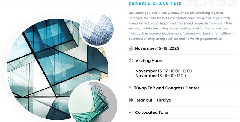 Eurasia Glass Fair 15.-18.2025 v Istanbule v Turecku.